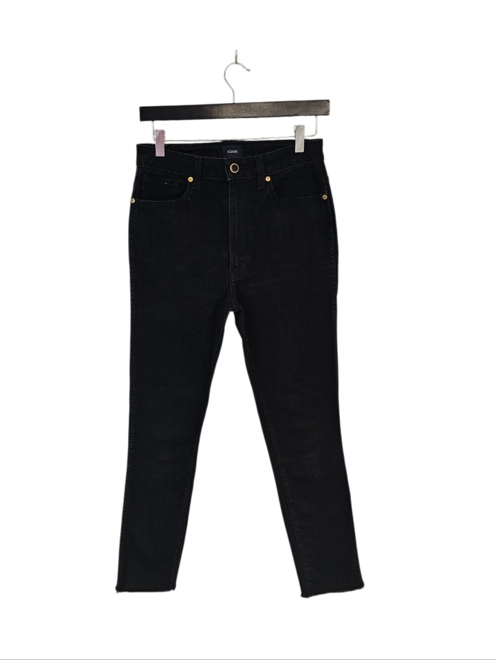 KHAITE Vanessa High Rise Skinny Ankle Black Fray Jeans 28 Preowned